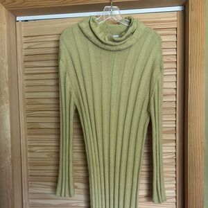 Free People Green Cowl Neck Sweater with Ribbed Knit